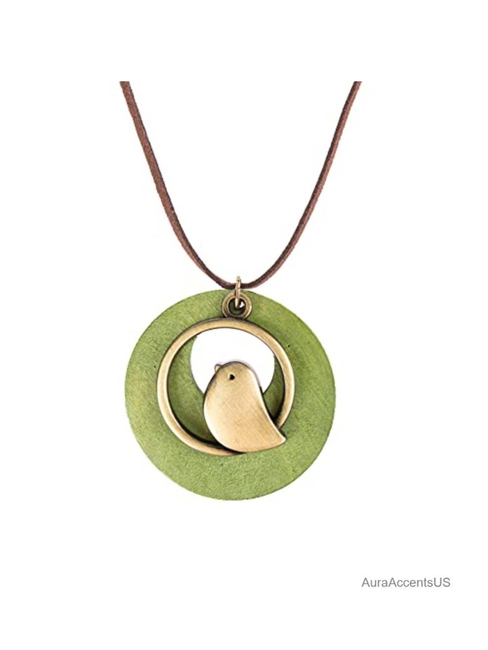 Handmade Wood Pendant Leather Necklace Boho Sweater Chain for Women